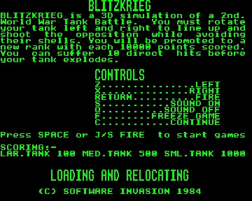 Blitzkrieg (1984)(Software Invasion)[a] screen shot title